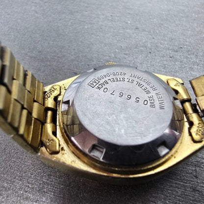 Seiko Automatic Watch Women 25mm Champagne Dial Gold Tone Daydate 4206-0469 Runs9