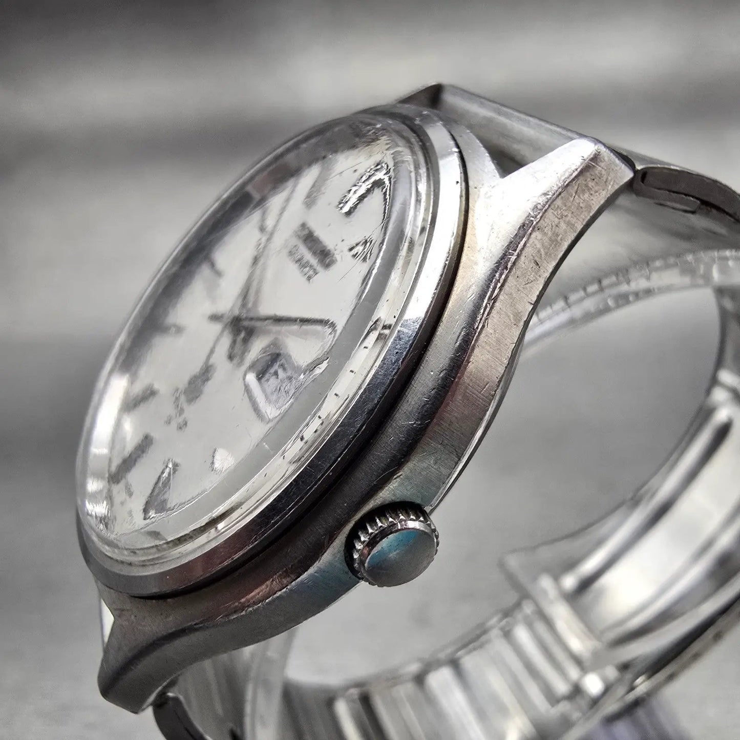 Seiko Type II Watch Men 36mm Silver Dial Silver Tone Daydate 7546-7010 New Batt2