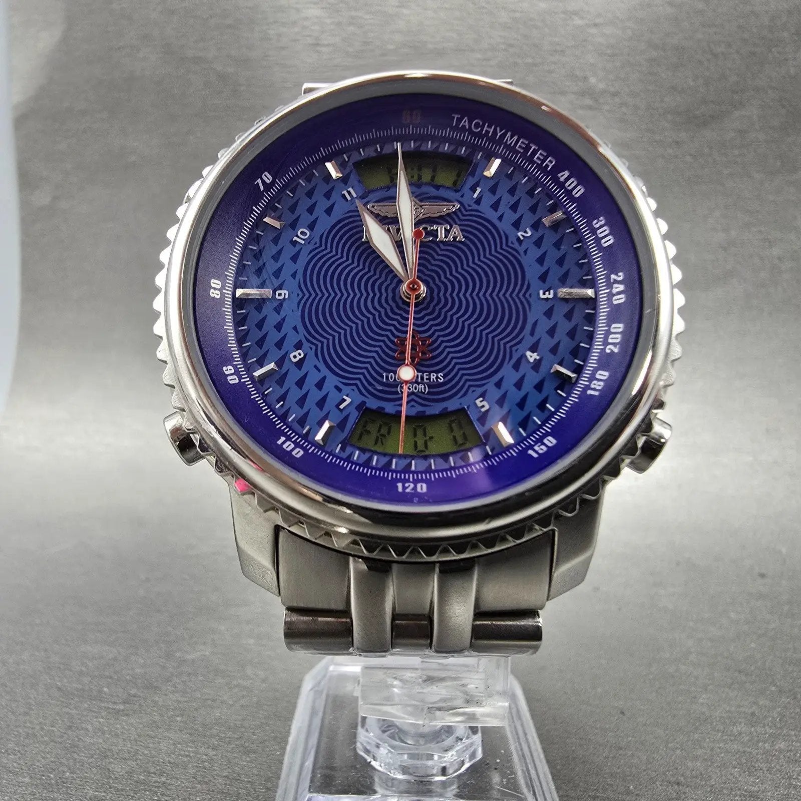 Invicta Atomic Watch Men 44mm Blue Dial Steel Chronograph 4045 New Battery LP6