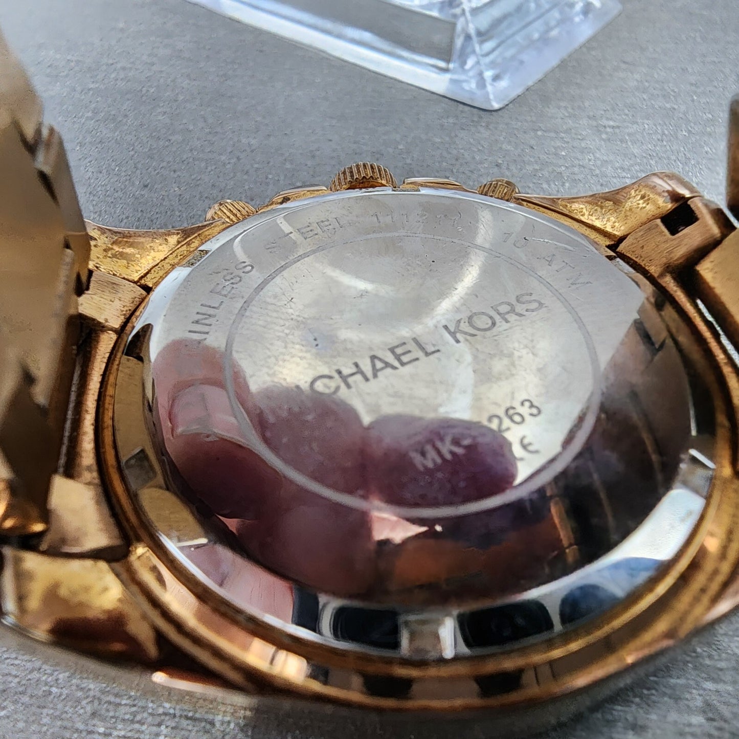 Michael Kors Blair Chronograph Watch Women 40mm Rose Dial Gold Tone Date New Bat9
