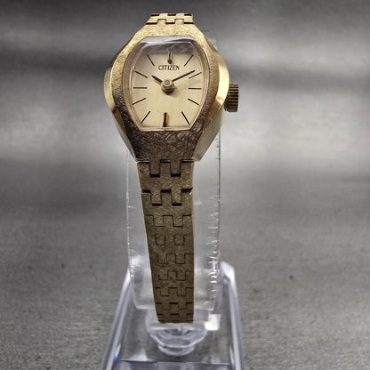 Citizen Watch Women 18mm Gold Dial Gold Tone Oval 4-152921 Manual Wind Works VTG5