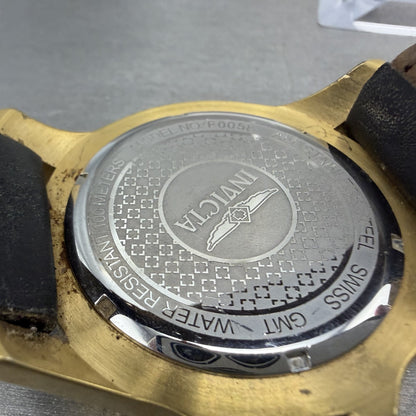 Invicta Specialty GMT Watch Men 50mm Black Dial Gold Tone Date F0058 New Battery9
