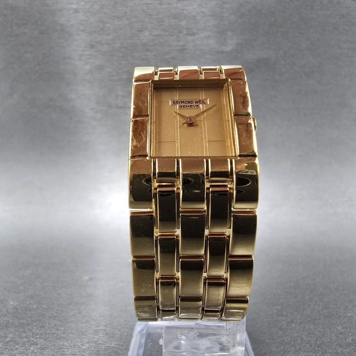 Raymond Weil Tema Watch Men 20mm Gold Dial Gold Plated Rectangle 5887 PARTS6