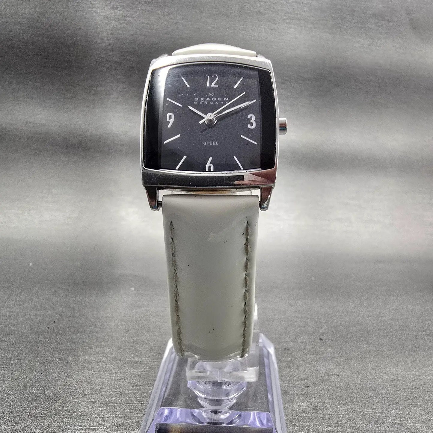 Skagen Denmark Watch Women 24mm Black Dial Silver Tone Rectangle 691SSB1 New Bat5