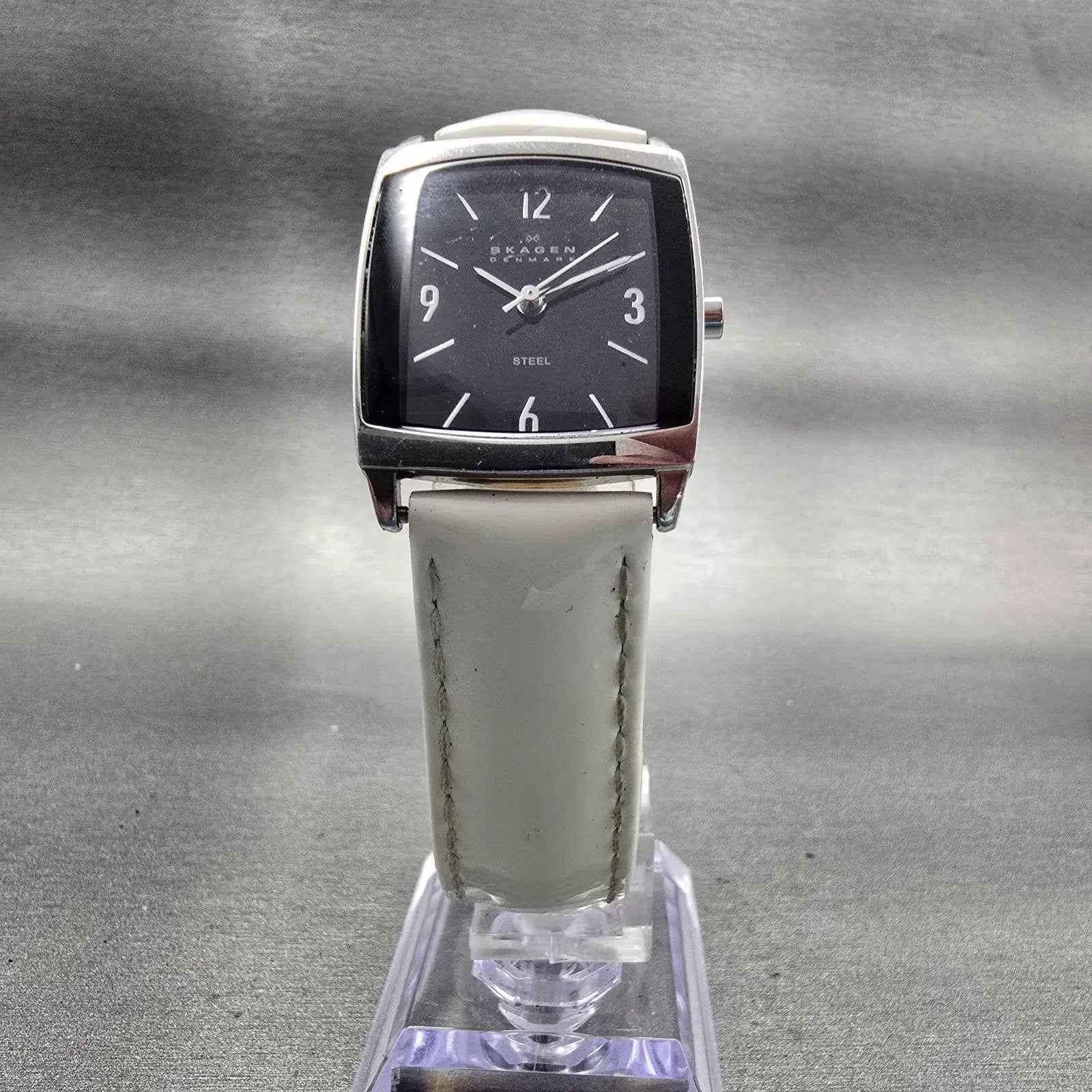 Skagen Denmark Watch Women 24mm Black Dial Silver Tone Rectangle 691SSB1 New Bat5