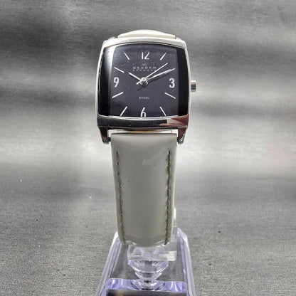 Skagen Denmark Watch Women 24mm Black Dial Silver Tone Rectangle 691SSB1 New Bat5