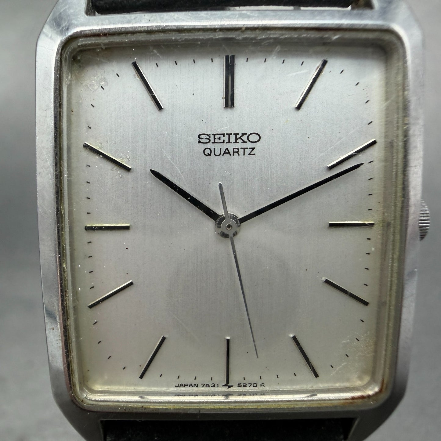 Seiko Tank Watch Men 27mm Silver Dial Silver Tone Rectangle 7431-5210 NewBattery1