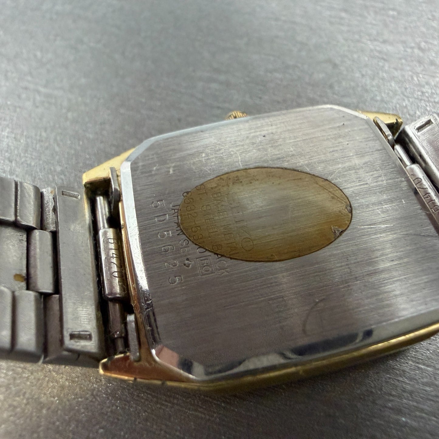 Seiko Watch Men 26mm Black Dial Gold Tone Date Octagon 6532-5310 New Battery HJ79