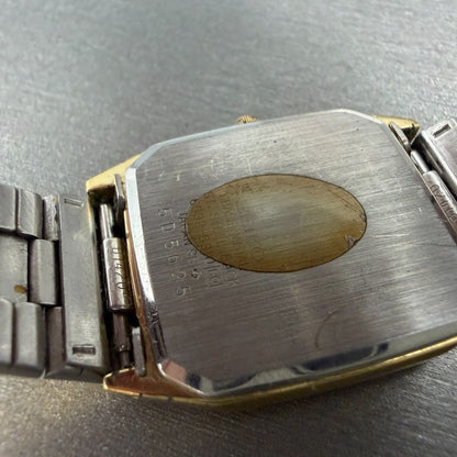 Seiko Watch Men 26mm Black Dial Gold Tone Date Octagon 6532-5310 New Battery HJ79