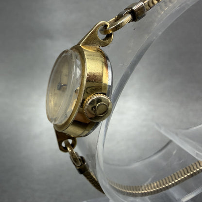 Omega Watch Women 17mm Gold Dial Gold Plated Manual Wind Runs Caliber VTG2