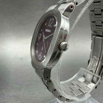 Seiko Lukia Watch Women 21mm Red Dial Silver Tone Oval 1F21-0AZ0 New Battery2