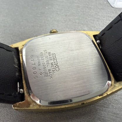 Seiko Tank Watch Men 28mm Champagne Dial Gold Tone Date 65325250 New Battery9
