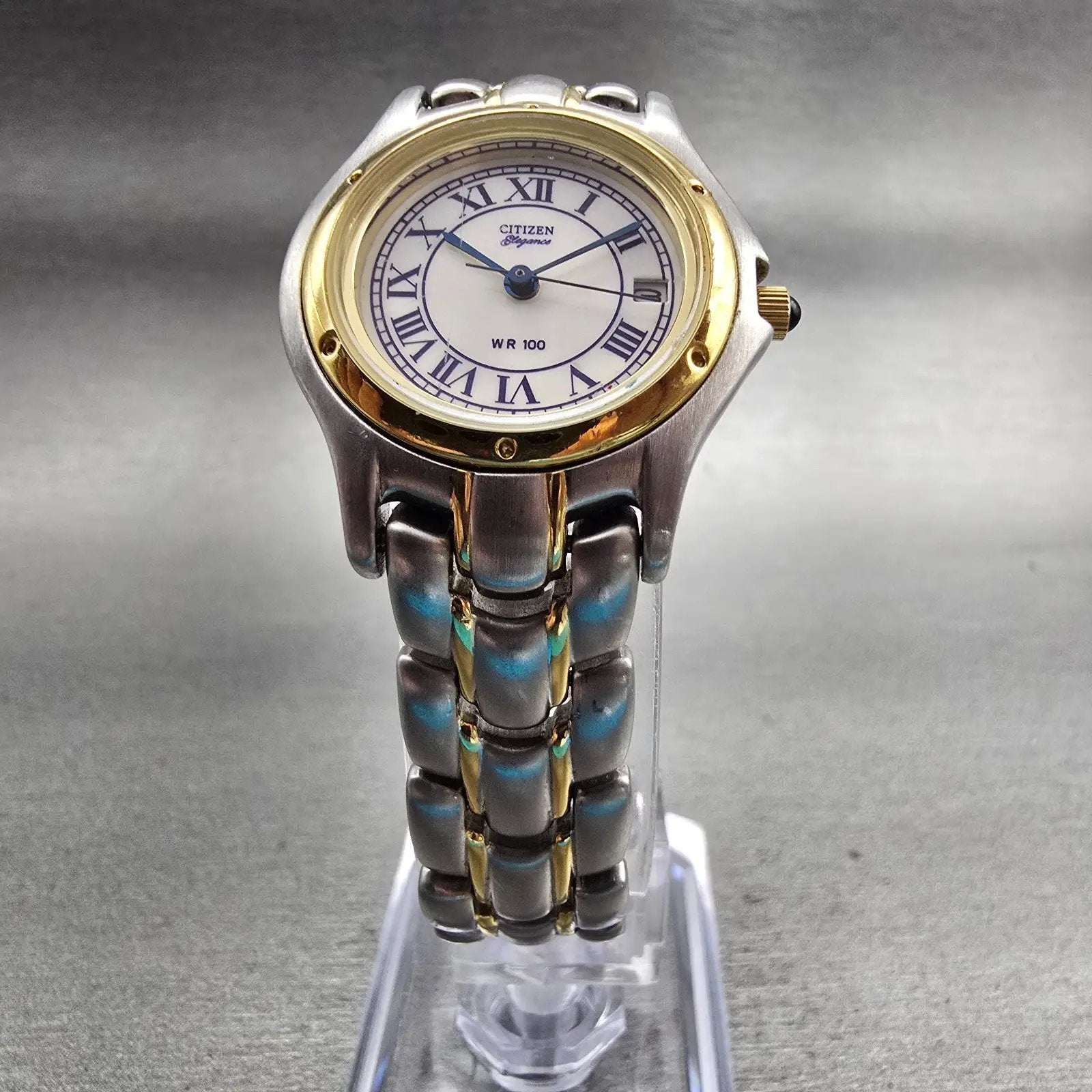 Citizen Elegance Watch Women 26mm White Dial Two Tone Date 4613-S41886 New Batt5
