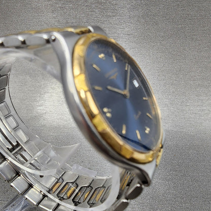 Longines Conquest Watch Men 33mm Blue Dial Two Tone Date Round 4020 New Batt3
