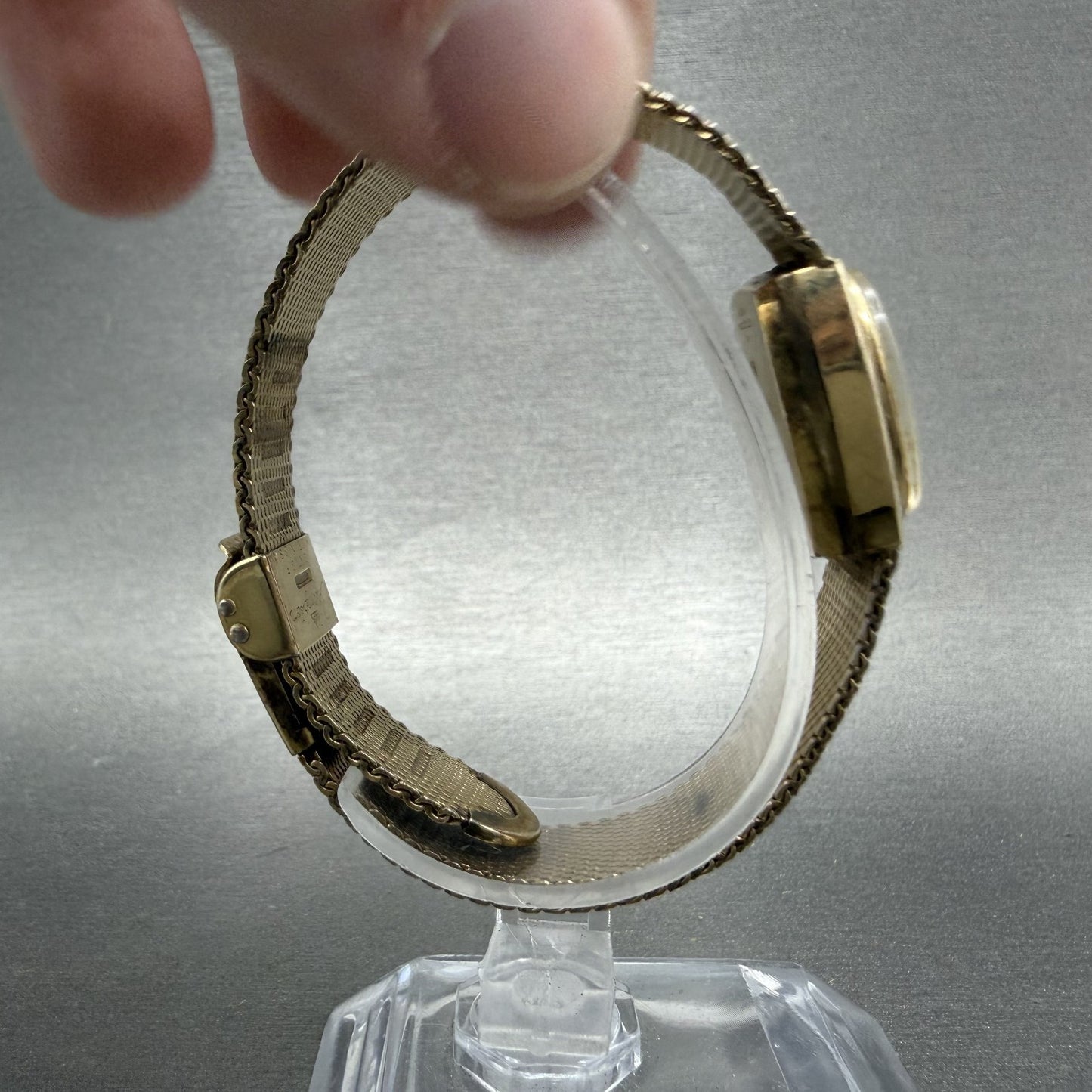 Bulova Accutron Watch Women 19mm Gold Dial Gold Filled Rectangle PARTS VTG9