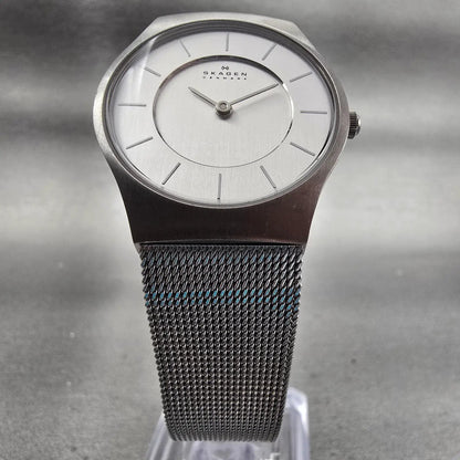 Skagen  Slimline Watch Women 28mm Silver Dial Silver Tone 233SSS New Batt5