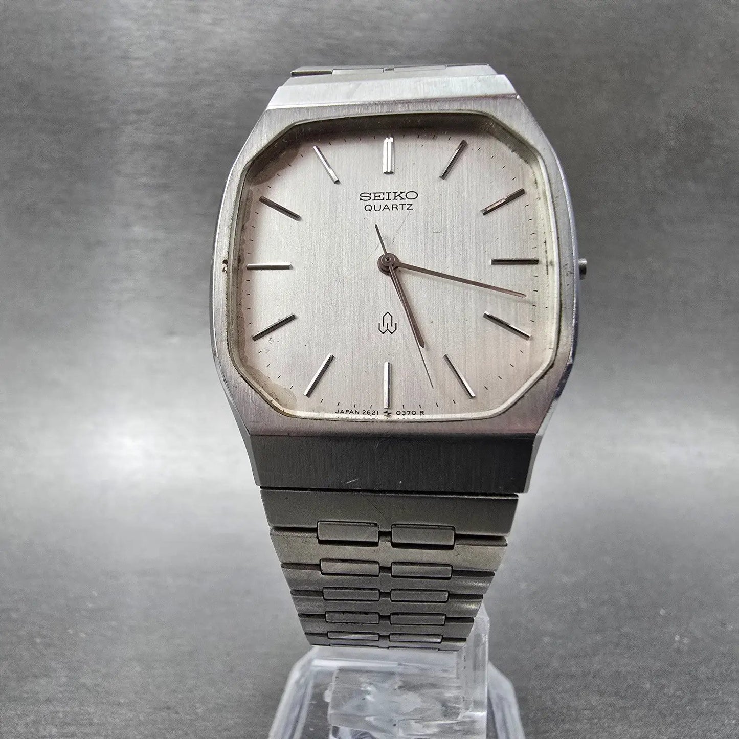 Seiko Tank Watch Men 31mm Silver Dial Silver Tone Rectangle 2621-5180 New Batt6
