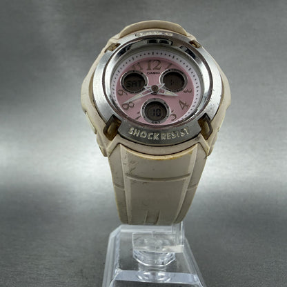 Casio Baby-G Watch Women 41mm Pink Dial Cream Case Analog Digital BG-1501 Newbat5
