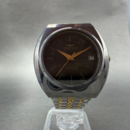 Technos Borazon Watch Men 37mm Black Dial Tungsten Date Round Automatic VTG5
