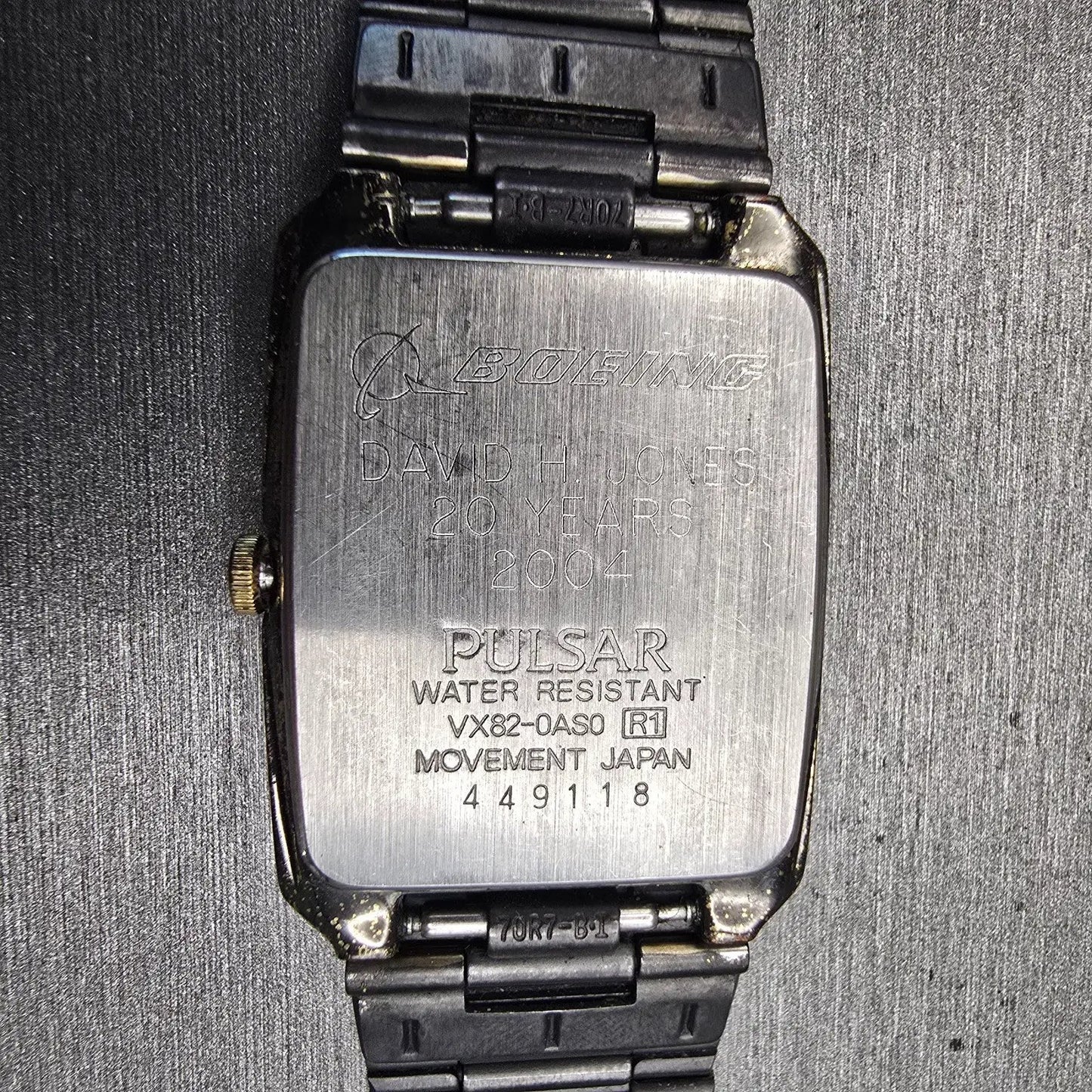 Pulsar Watch Men 26mm Black Dial Two Tone Date Rectangle VX82-0AS0 New Battery10