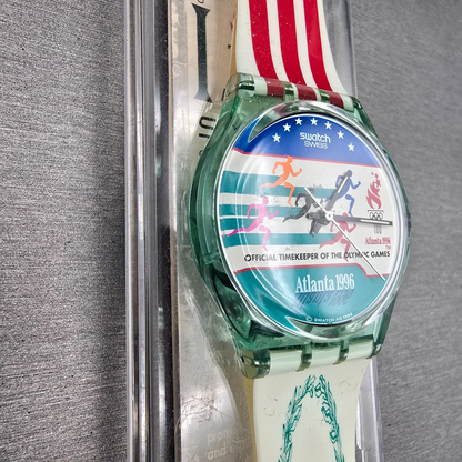 Swatch ATLANTA LAURELS Watch Men 34mm Green Dial Green Case GZ145 New Battery3