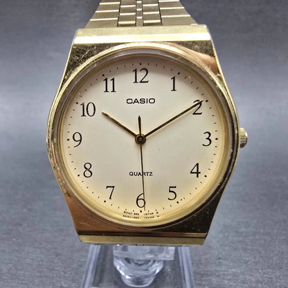 Casio MQ-336 Watch Men 33mm Champagne Dial Gold Tone Round New Battery Vintage0