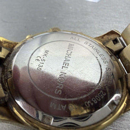 Michael Kors Chrono Watch Women 38mm Champagne Dial Gold Tone MK-5130 New Batt9