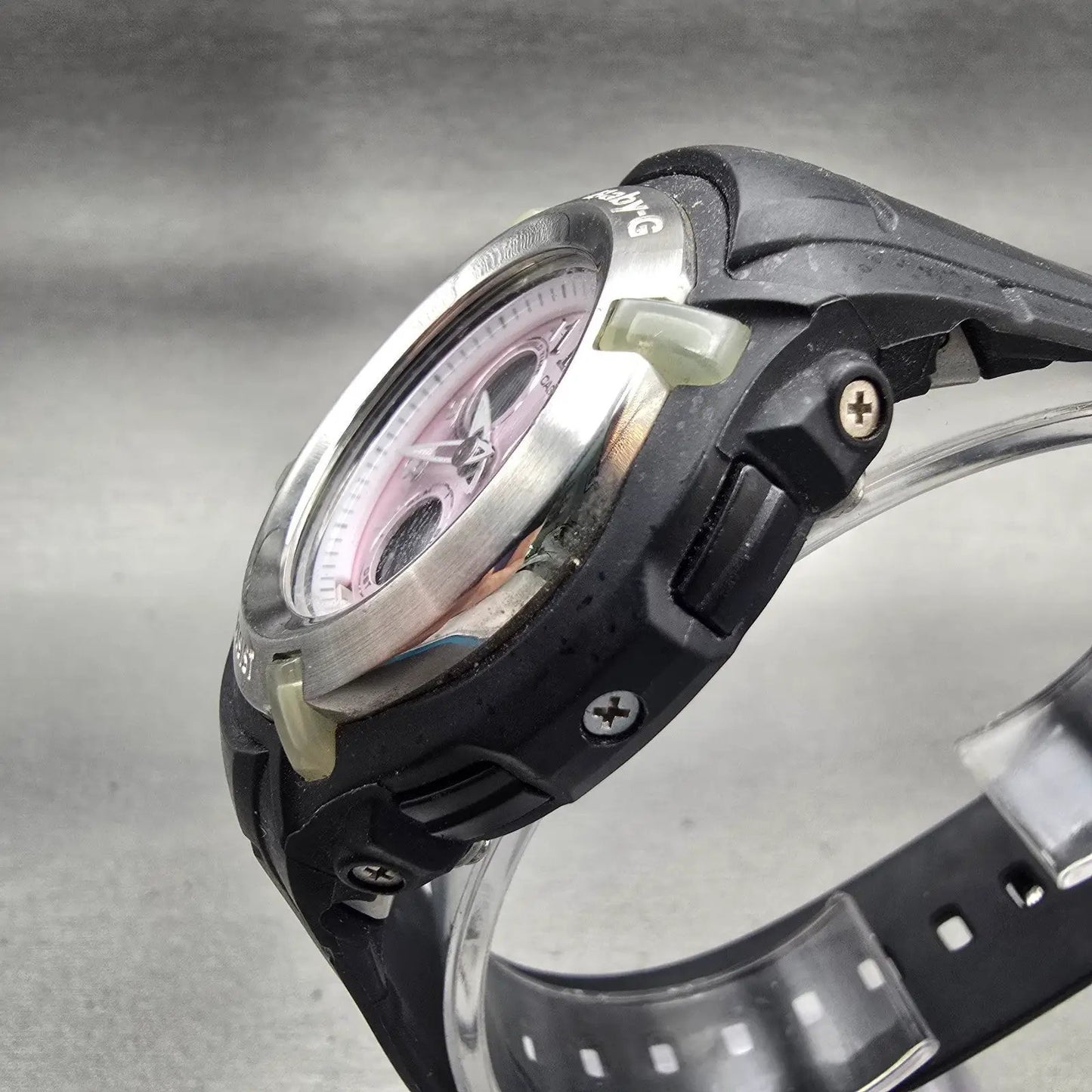 Casio Baby-G BG-191 Watch Women 40mm Pink Dial Black Chrono Alarm New Battery2