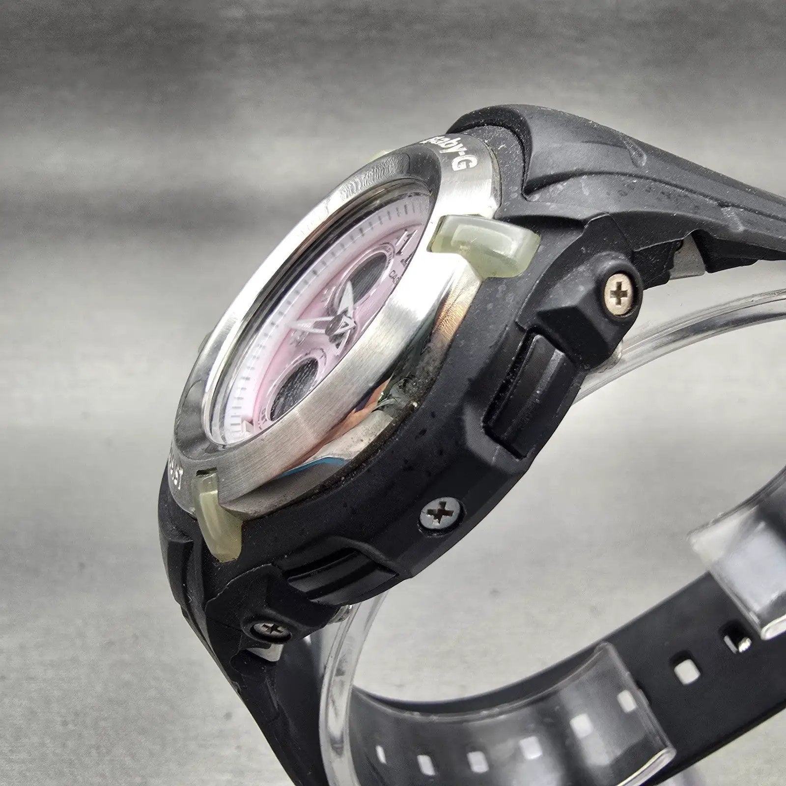 Casio Baby-G BG-191 Watch Women 40mm Pink Dial Black Chrono Alarm New Battery2