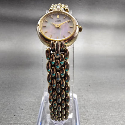 Citizen Watch Women 20mm MOP Dial Gold Tone Round 5920-S49577 New Battery VTG5