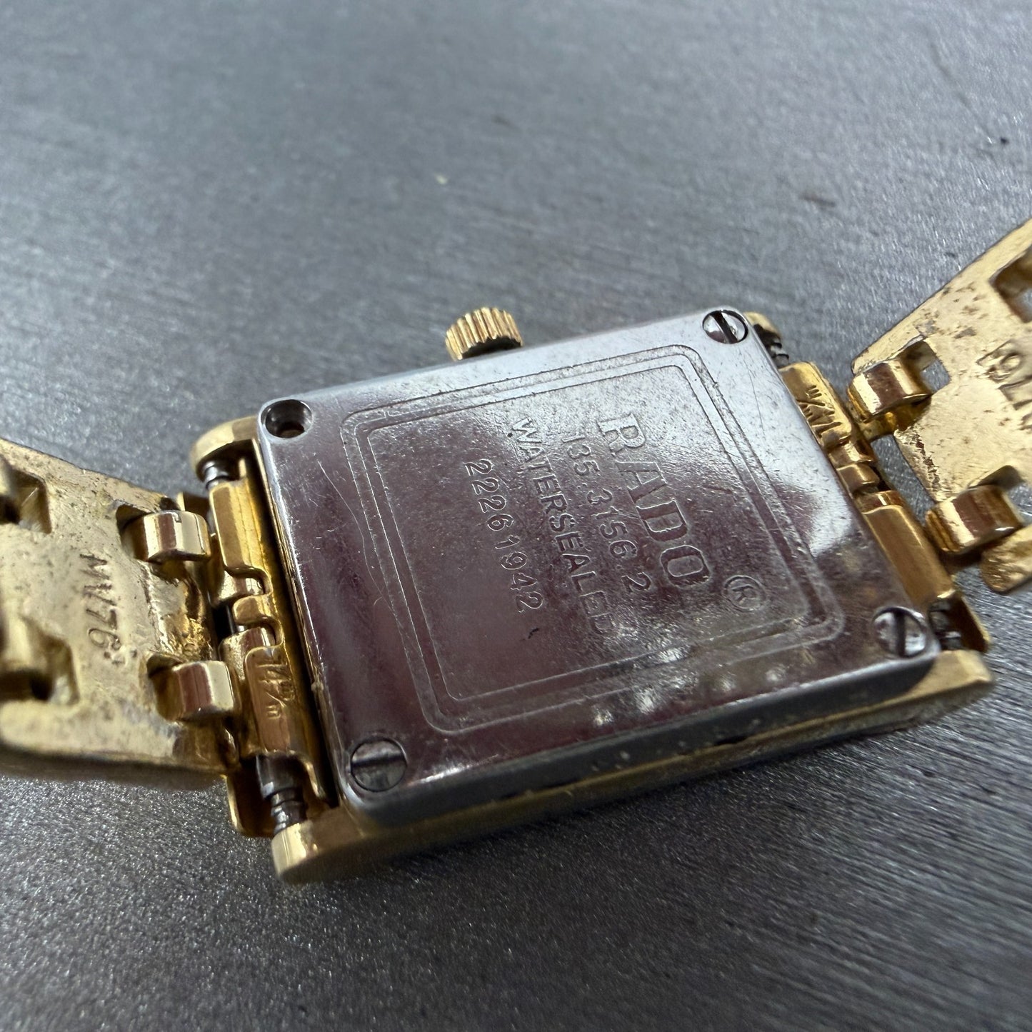 Rado Florence Tank Watch Women 17mm Black Dial Gold Tone 135.3156.2 PARTS10