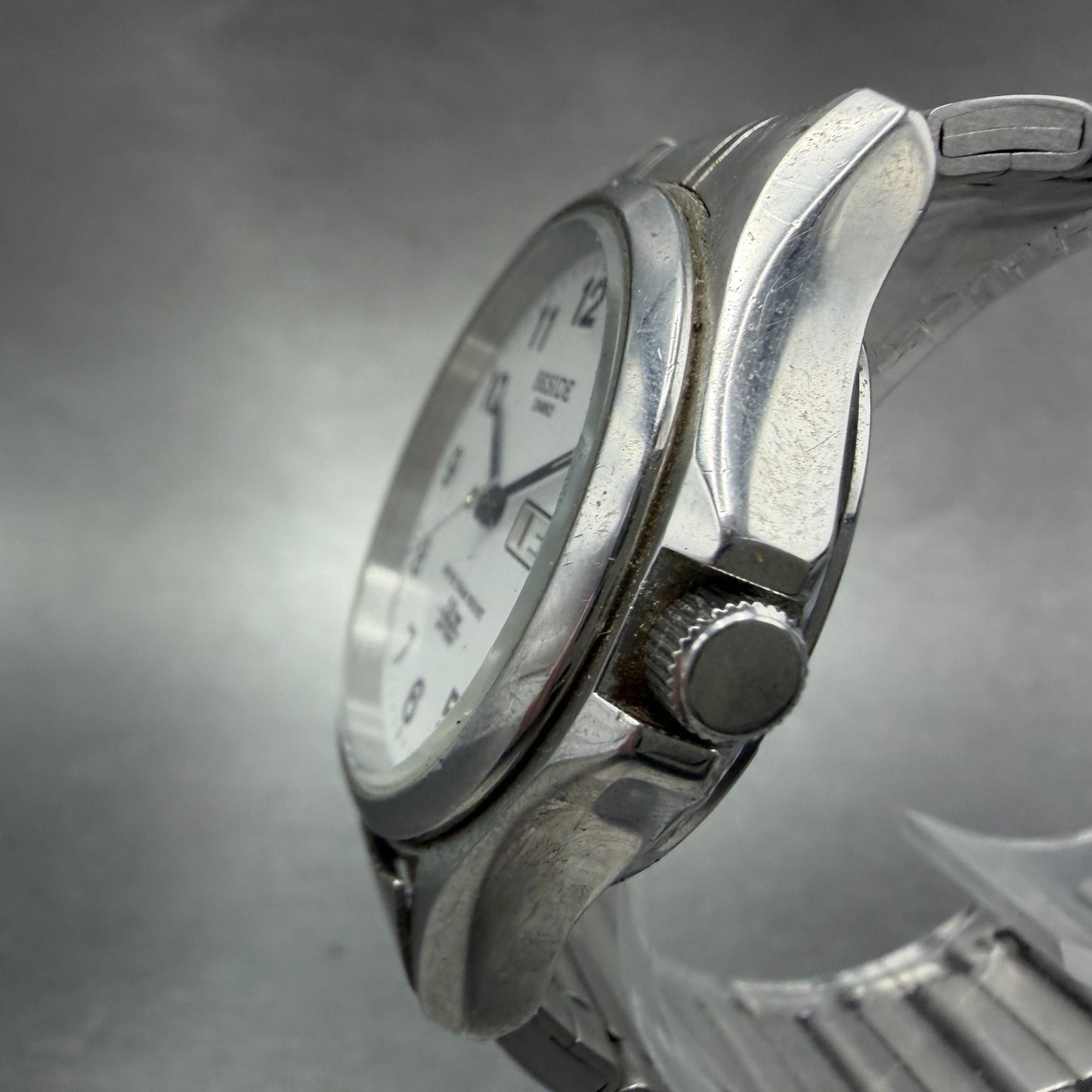 Casio Beside Watch Men 35mm Silver Dial Steel Daydate Round BES-105 New Battery2