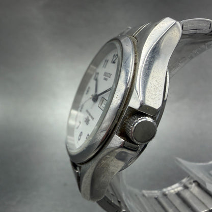 Casio Beside Watch Men 35mm Silver Dial Steel Daydate Round BES-105 New Battery2