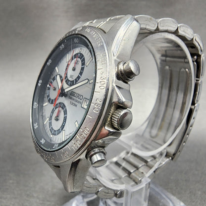 Seiko Chronograph Watch Men 40mm Silver Dial silver Tone Date 7t920dw0 Newbatt2