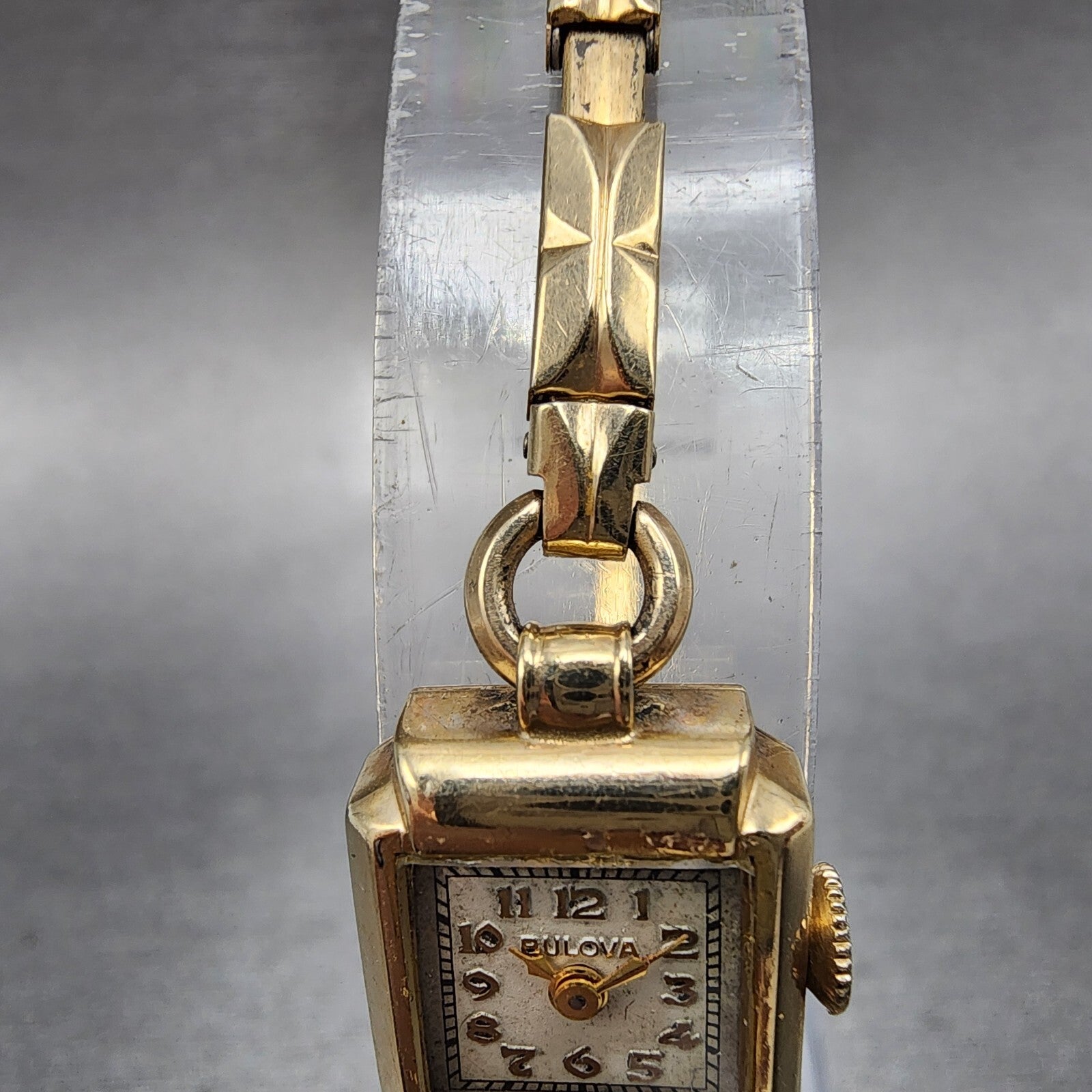 Bulova Cocktail Watch Women 14mm Cream Dial 10K Gold Filled Rectangle Manual Win4
