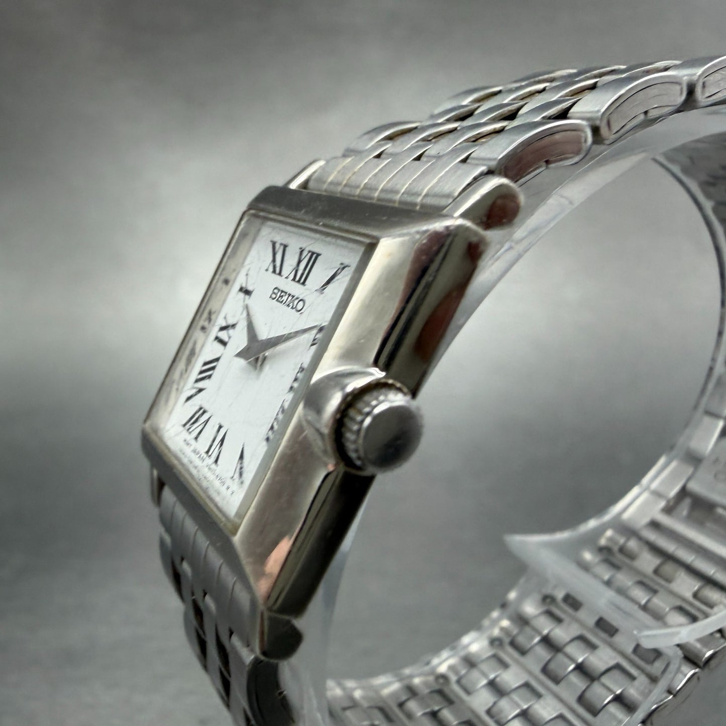 Seiko Tank Watch Women 20mm White Dial Silver Tone Square V400-6530 New Battery22