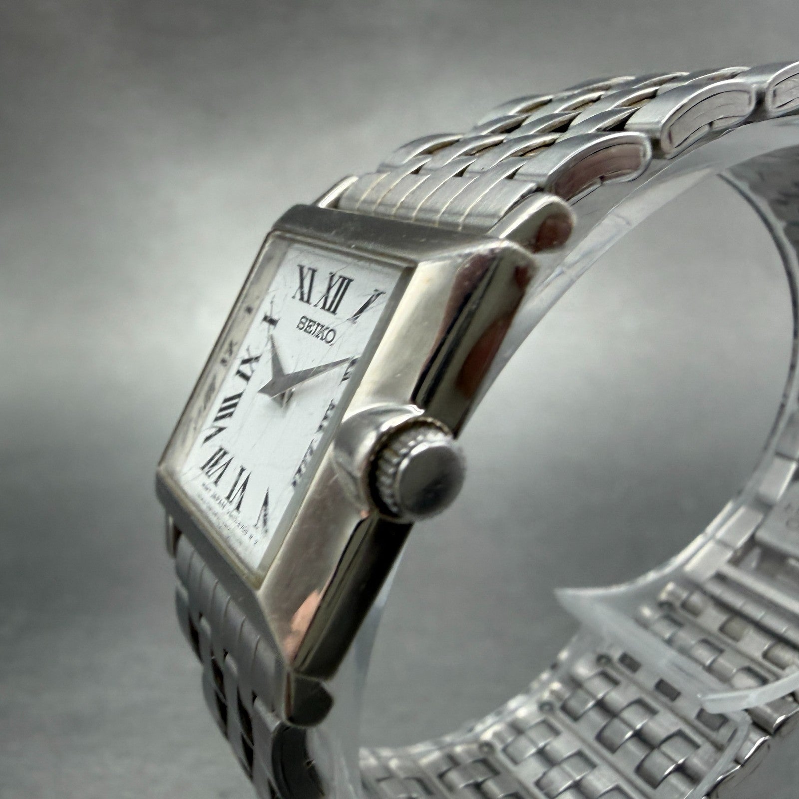 Seiko Tank Watch Women 20mm White Dial Silver Tone Square V400-6530 New Battery22