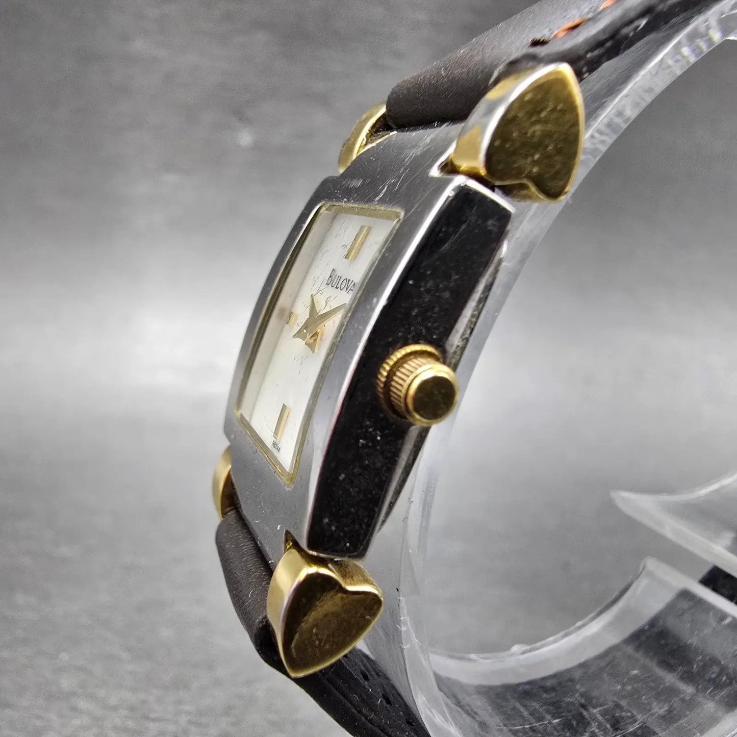 Bulova Tank Watch Women 18mm MOP Dial Two Tone Heart Rectangle 98T44 New Battery2