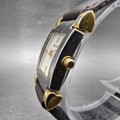 Bulova Tank Watch Women 18mm MOP Dial Two Tone Heart Rectangle 98T44 New Battery2