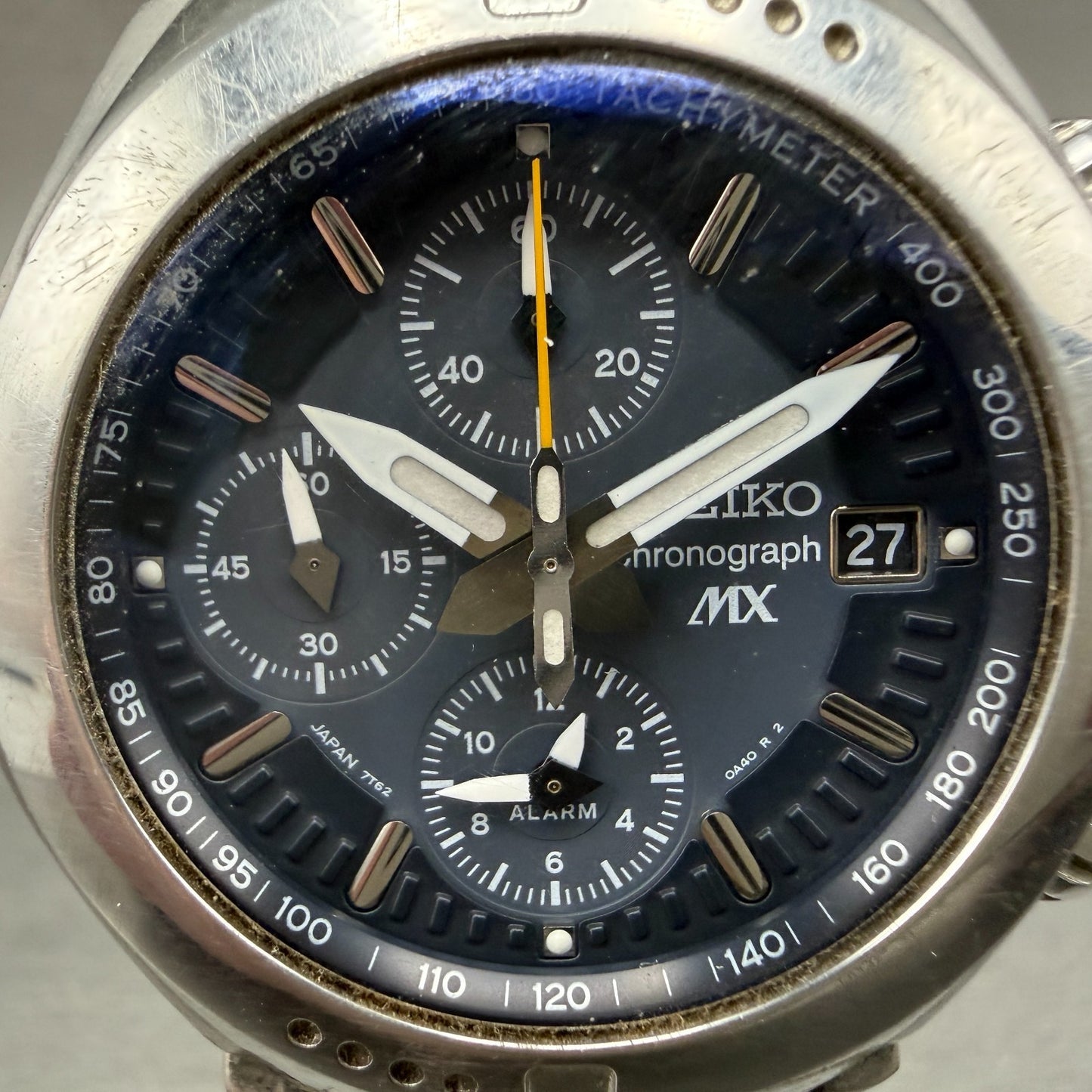 Seiko MX Chronograph Watch Men 40mm Black Dial Titanium Date 7T62-0A40 New Batt1