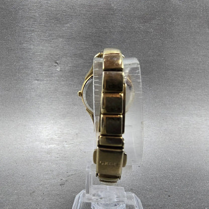 Seiko Solar Watch Women 28mm MOP Dial Gold Tone Round V115-0AZ0 Runs Crystals7
