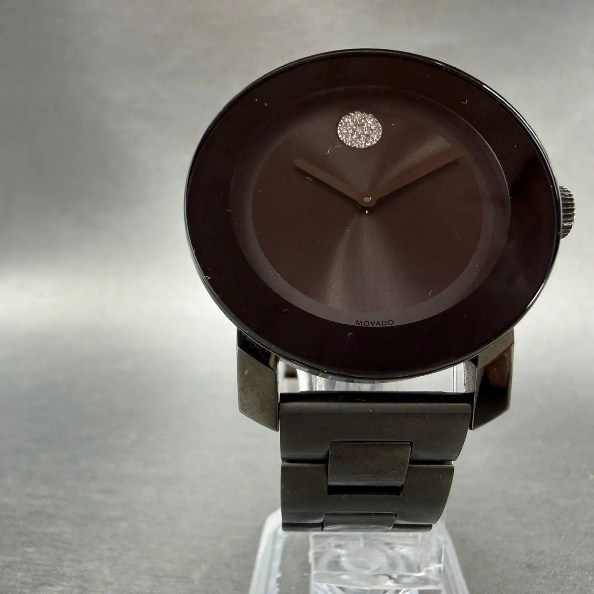 Movado Bold Watch Women 36mm Black Dial Black Tone Crystal Accent New Battery G5