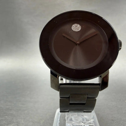 Movado Bold Watch Women 36mm Black Dial Black Tone Crystal Accent New Battery G5