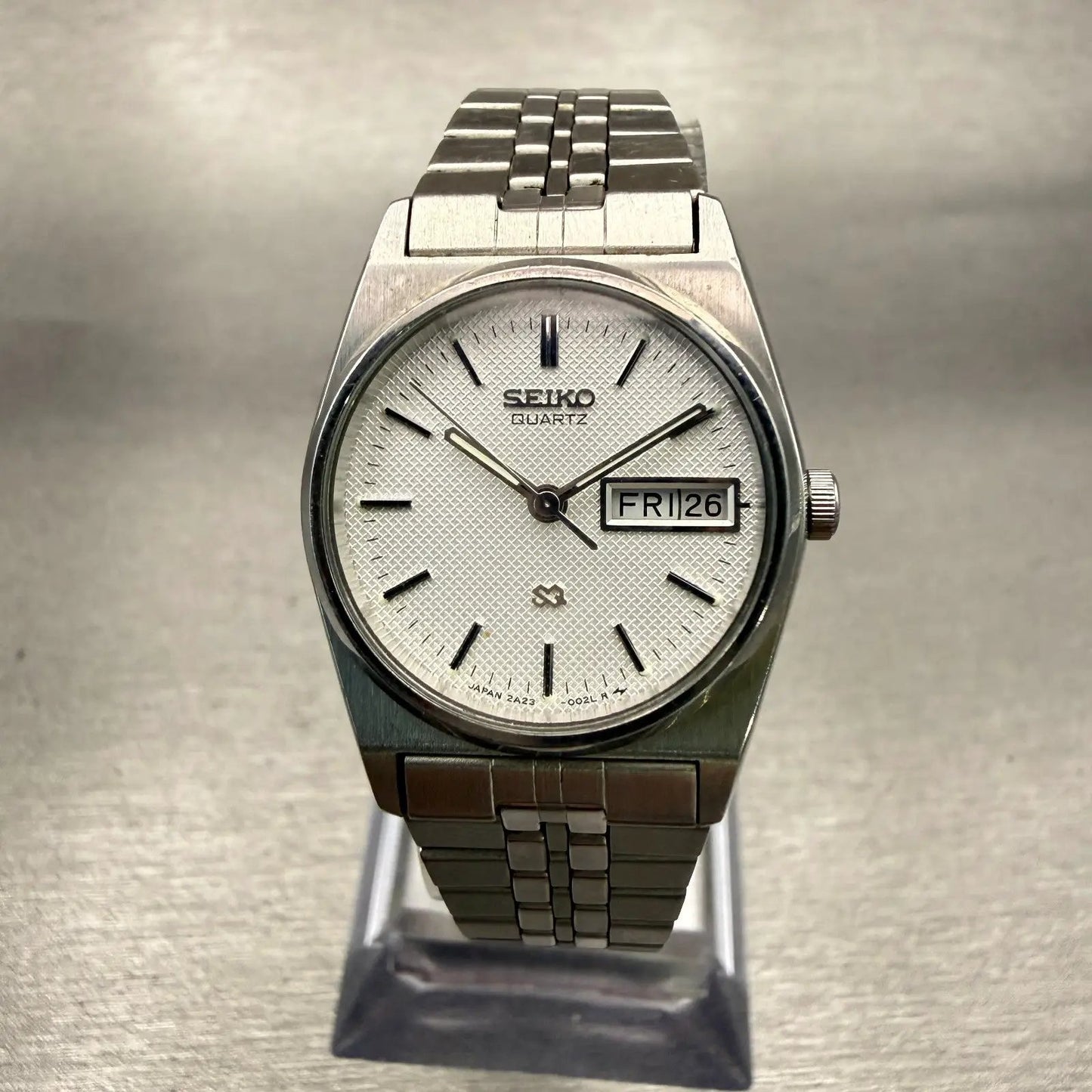 Seiko SQ Watch Women 23mm Silver Dial Silver Daydate Round 2A23-0029 New Battery0