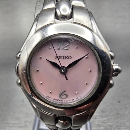 Seiko Watch Women 23mm MOP Dial Silver Tone Round 1N01-0KA0 New Battery Vintage1
