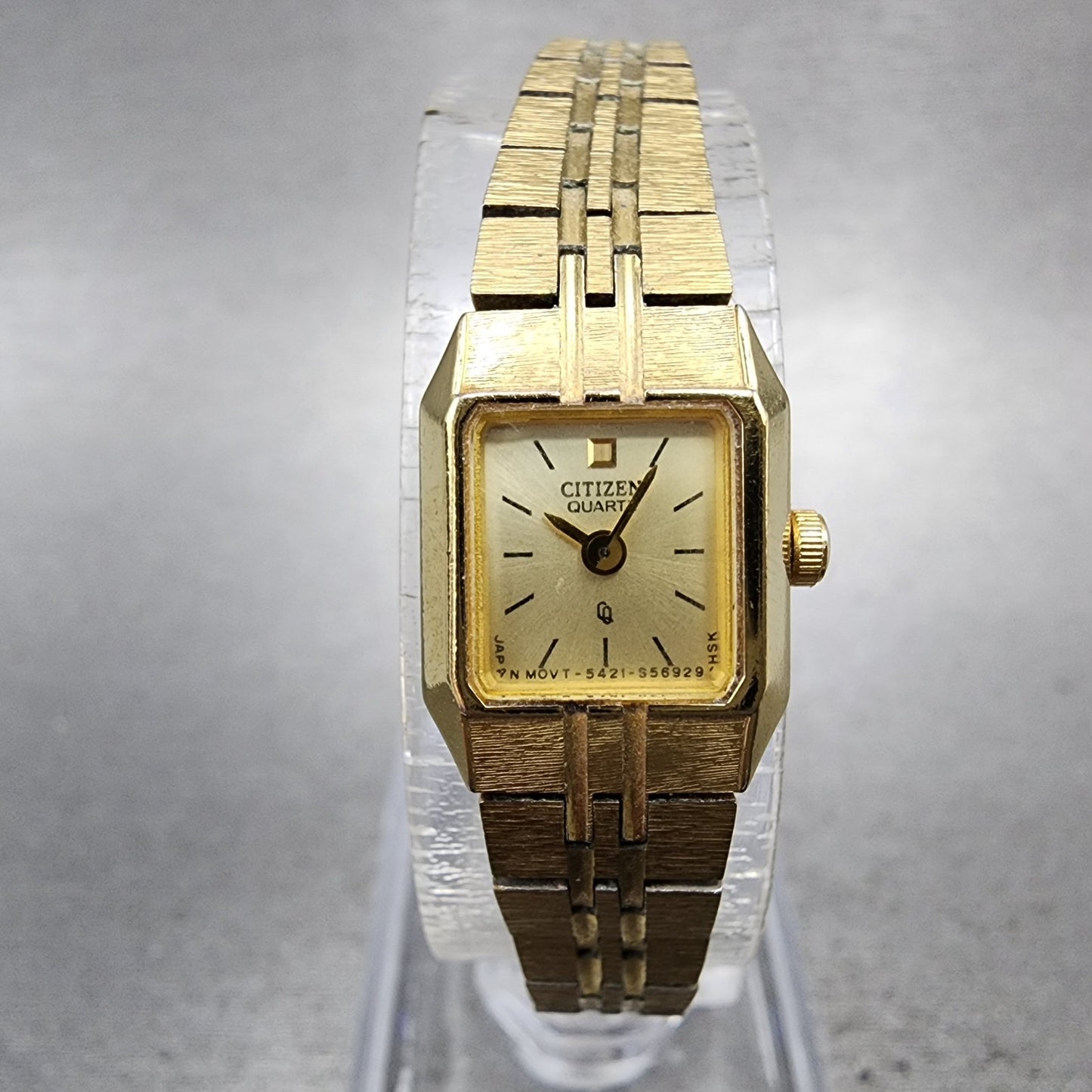 Citizen CQ Tank Watch Women 13mm Champagne Dial Gold Tone Octagon New Battery0