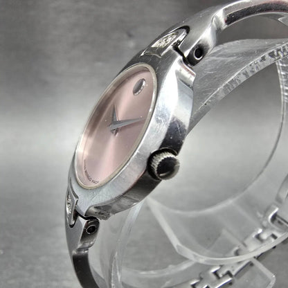 Movado Kara Watch Women 24m Pink Dial Steel Round 84-A1-1846 New Batt Diamond RQ2