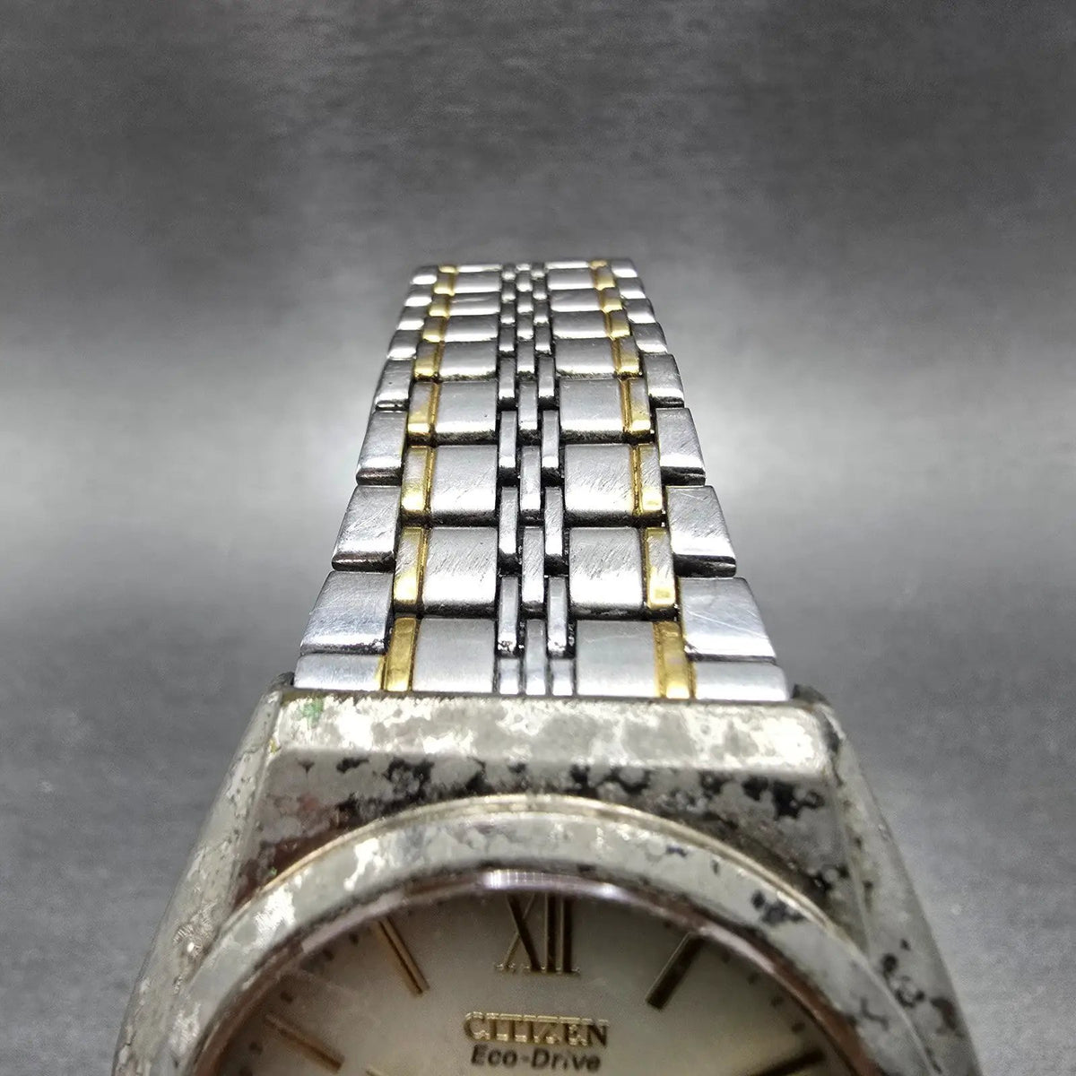 Citizen Junction Eco-Drive Watch Men 35mm Champpange Dial Two Tone Round Works F4