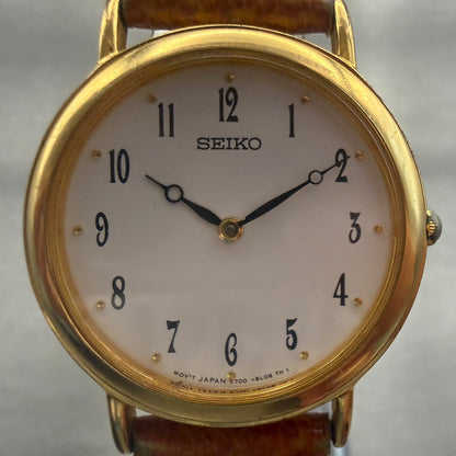 Seiko Watch Woman 30mm White Dial Gold Tone Round V700-6K30 New Battery1