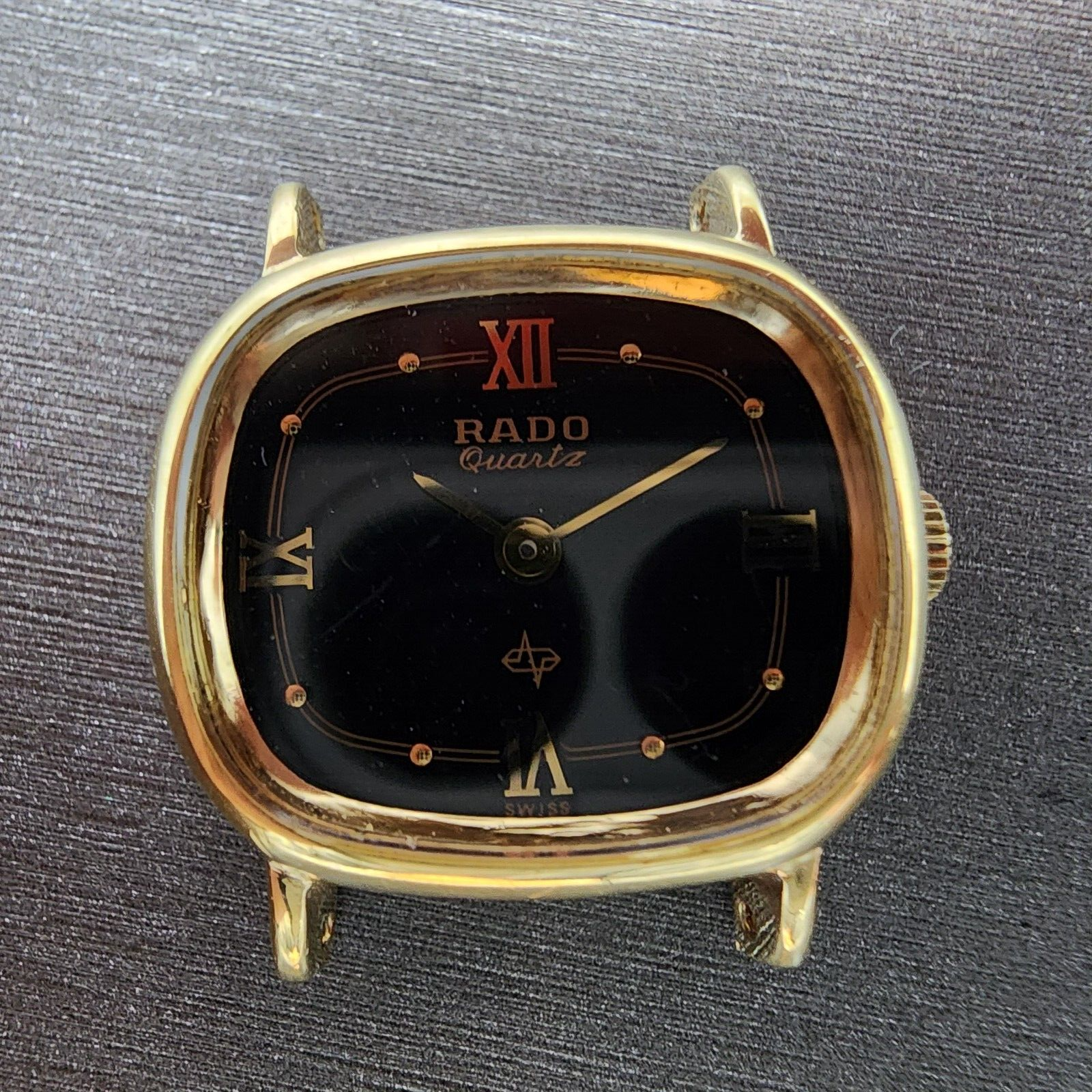 Rado Watch Women 23mm Black Dial Gold Tone Rectangle 700.9003.2 PARTS2